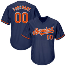 Load image into Gallery viewer, Custom Navy Orange-White Authentic Throwback Rib-Knit Baseball Jersey Shirt