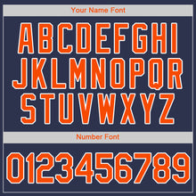 Load image into Gallery viewer, Custom Navy Orange-White Authentic Baseball Jersey