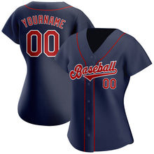 Load image into Gallery viewer, Custom Navy Red-White Authentic Baseball Jersey