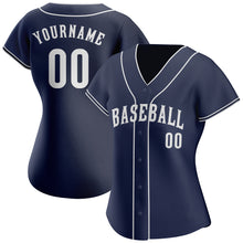 Load image into Gallery viewer, Custom Navy White Authentic Baseball Jersey