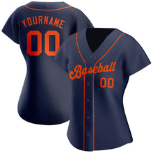 Load image into Gallery viewer, Custom Navy Orange Authentic Baseball Jersey