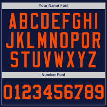 Load image into Gallery viewer, Custom Navy Orange Authentic Baseball Jersey