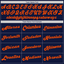 Load image into Gallery viewer, Custom Navy Orange Authentic Baseball Jersey