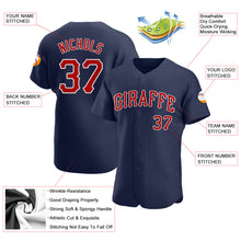 Load image into Gallery viewer, Custom Navy Red-White Authentic Baseball Jersey