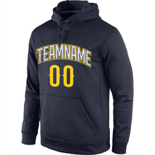 Load image into Gallery viewer, Custom Stitched Navy Gold-White Sports Pullover Sweatshirt Hoodie