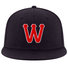Load image into Gallery viewer, Custom Navy Red-White Stitched Adjustable Snapback Hat