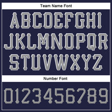 Load image into Gallery viewer, Custom Navy Gray-White Stitched Adjustable Snapback Hat