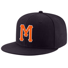 Load image into Gallery viewer, Custom Navy Orange-White Stitched Adjustable Snapback Hat