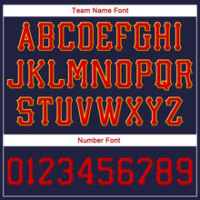 Load image into Gallery viewer, Custom Navy Red-Gold Stitched Adjustable Snapback Hat