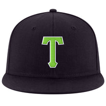 Load image into Gallery viewer, Custom Navy Neon Green-White Stitched Adjustable Snapback Hat