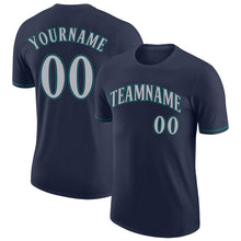 Load image into Gallery viewer, Custom Navy Gray-Aqua Performance T-Shirt