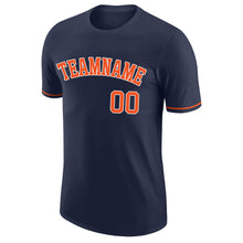 Load image into Gallery viewer, Custom Navy Orange-White Performance T-Shirt