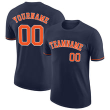 Load image into Gallery viewer, Custom Navy Orange-White Performance T-Shirt