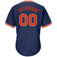 Load image into Gallery viewer, Custom Navy Orange-Gray Authentic Throwback Rib-Knit Baseball Jersey Shirt
