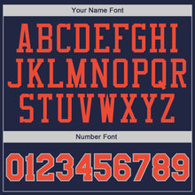 Load image into Gallery viewer, Custom Navy Orange-Gray Authentic Throwback Rib-Knit Baseball Jersey Shirt