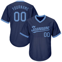 Load image into Gallery viewer, Custom Navy Light Blue Authentic Throwback Rib-Knit Baseball Jersey Shirt