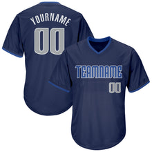 Load image into Gallery viewer, Custom Navy Gray-Blue Authentic Throwback Rib-Knit Baseball Jersey Shirt