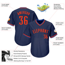 Load image into Gallery viewer, Custom Navy Orange-Blue Authentic Throwback Rib-Knit Baseball Jersey Shirt