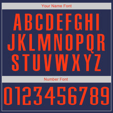 Load image into Gallery viewer, Custom Navy Orange-Blue Authentic Throwback Rib-Knit Baseball Jersey Shirt