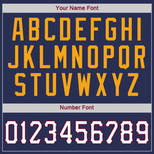 Load image into Gallery viewer, Custom Navy White-Gold Authentic Throwback Rib-Knit Baseball Jersey Shirt