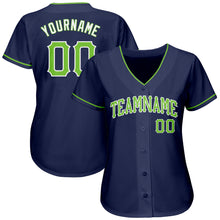 Load image into Gallery viewer, Custom Navy Neon Green-White Authentic Baseball Jersey