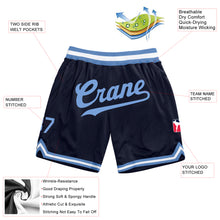 Load image into Gallery viewer, Custom Navy Light Blue-White Authentic Throwback Basketball Shorts