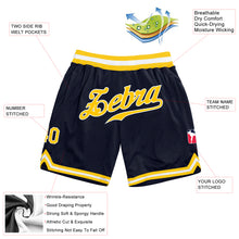 Load image into Gallery viewer, Custom Navy Gold-White Authentic Throwback Basketball Shorts