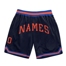 Load image into Gallery viewer, Custom Navy Orange-Royal Authentic Throwback Basketball Shorts