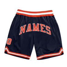 Load image into Gallery viewer, Custom Navy Orange-White Authentic Throwback Basketball Shorts
