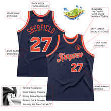 Load image into Gallery viewer, Custom Navy Orange-Gray Authentic Throwback Basketball Jersey