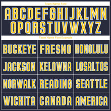 Load image into Gallery viewer, Custom Navy White-Gold Authentic Throwback Basketball Jersey