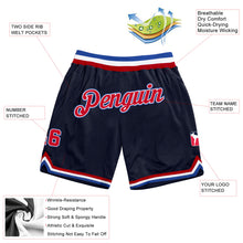 Load image into Gallery viewer, Custom Navy Red-Royal Authentic Throwback Basketball Shorts
