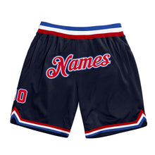 Load image into Gallery viewer, Custom Navy Red-Royal Authentic Throwback Basketball Shorts