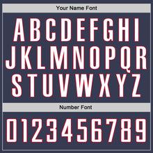 Load image into Gallery viewer, Custom Navy White-Red Authentic Throwback Basketball Jersey