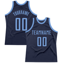 Load image into Gallery viewer, Custom Navy Light Blue Authentic Throwback Basketball Jersey