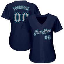 Load image into Gallery viewer, Custom Navy Gray-Teal Authentic Baseball Jersey