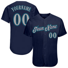 Load image into Gallery viewer, Custom Navy Gray-Teal Authentic Baseball Jersey
