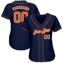 Load image into Gallery viewer, Custom Navy Orange-White Authentic Baseball Jersey