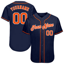 Load image into Gallery viewer, Custom Navy Orange-White Authentic Baseball Jersey