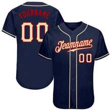Load image into Gallery viewer, Custom Navy City Cream-Red Authentic Baseball Jersey