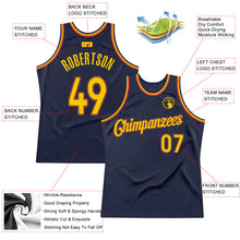 Load image into Gallery viewer, Custom Navy Gold-Orange Authentic Throwback Basketball Jersey