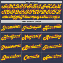 Load image into Gallery viewer, Custom Navy Gold-Orange Authentic Throwback Basketball Jersey