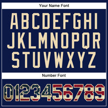 Load image into Gallery viewer, Custom Navy Vintage USA Flag-Cream Authentic Baseball Jersey