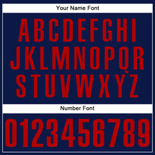 Load image into Gallery viewer, Custom Navy Red Authentic Baseball Jersey