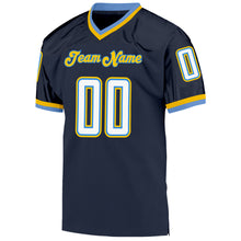 Load image into Gallery viewer, Custom Navy White-Powder Blue Mesh Authentic Throwback Football Jersey