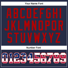 Load image into Gallery viewer, Custom Navy USA Flag-Red Authentic Baseball Jersey