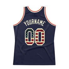 Load image into Gallery viewer, Custom Navy Vintage USA Flag-Cream Authentic Throwback Basketball Jersey