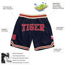 Load image into Gallery viewer, Custom Navy Red-Cream Authentic Throwback Basketball Shorts