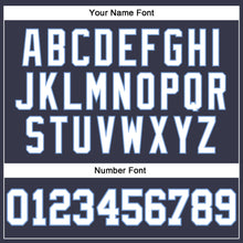 Load image into Gallery viewer, Custom Navy White Pinstripe White-Light Blue Authentic Basketball Jersey