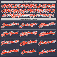 Load image into Gallery viewer, Custom Navy White Pinstripe Orange-White Authentic Basketball Jersey